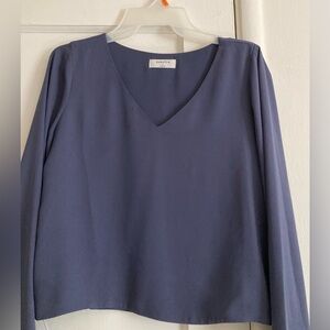 Babaton Deep Blue V-Neck Blouse